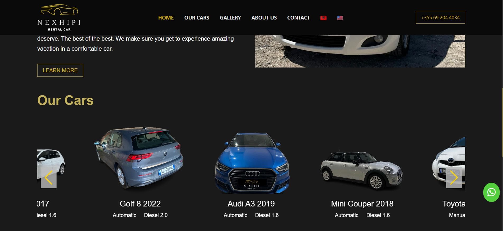 Nexhipi Car Rental Website created by Xhulio Veizaj, Programmer in Tirana