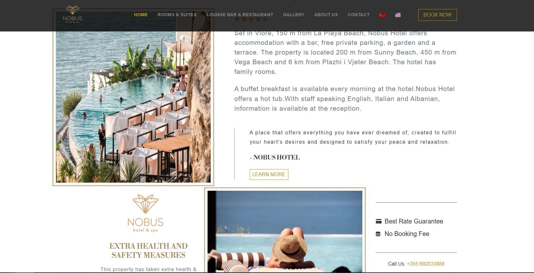 Nobus Hotel Website Website created by Xhulio Veizaj, Front-end Developer in Tirana