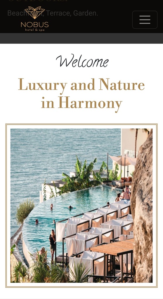 Mobile Version of Nobus Hotel Website created by Xhulio Veizaj, Front-end Developer in Albania
