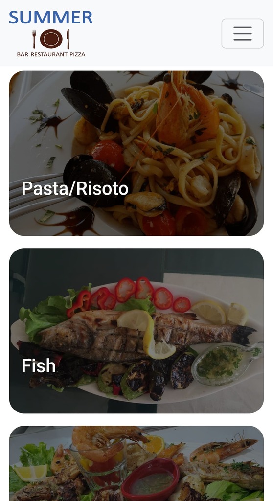 Mobile Version of Summer Restaurant Website created by Xhulio Veizaj, Software Engineer in Albania